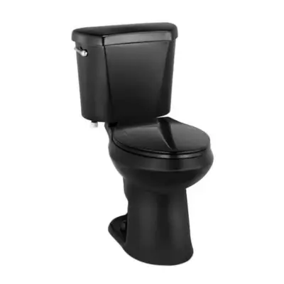 12 inch Rough In Two-Piece 1.28 GPF Single Flush Elongated Toilet in Black Seat Included