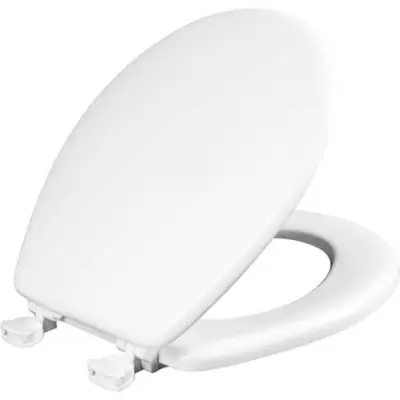 Glacier Bay Round Enameled Wood Closed Front Toilet Seat in White Removes for Easy Cleaning