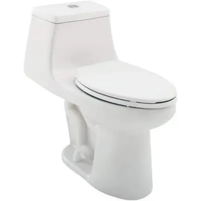 McClure 12 inch Rough In One-Piece 1.1 GPF1.6 GPF Dual Flush Elongated Toilet in White Seat Included