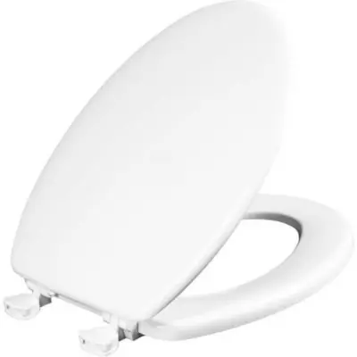 Elongated Enameled Wood Closed Front Toilet Seat in White